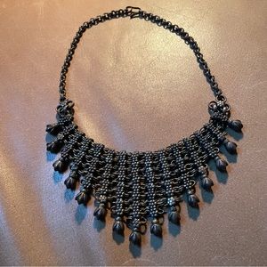 Vintage floral bib statement necklace copper brass choker antique chainmaille